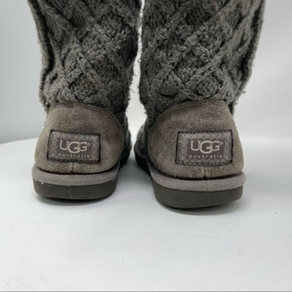 UGG Australia 1000210 Lattice Cardy GRAY Knit 2-Button Boots SIZE 3 - Picture 13 of 16